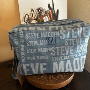 Steve Madden Denim Double Zip Toiletry Bag NWT